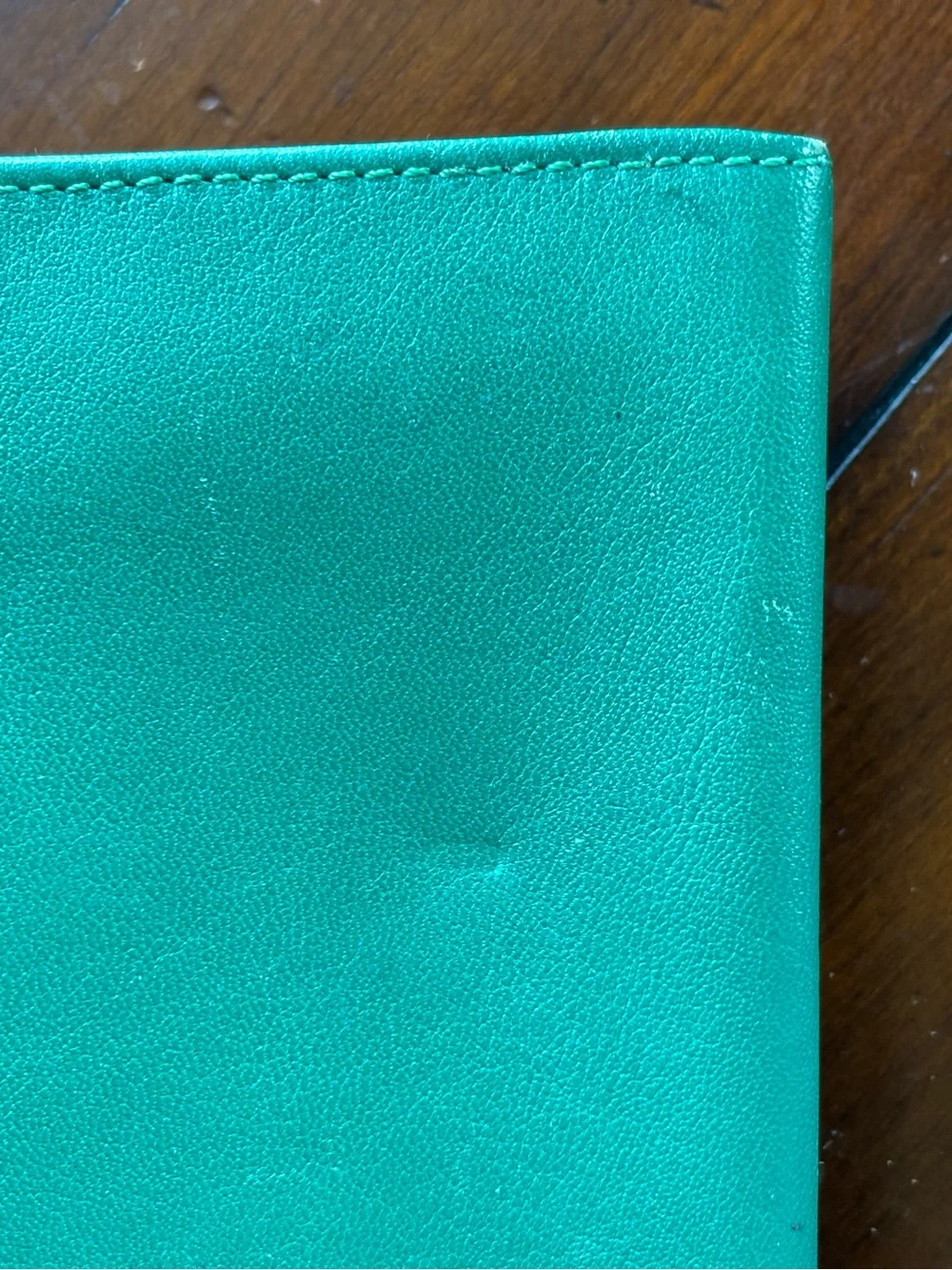 Coach Emerald Green Leather Zip Card Pouch with Keyring